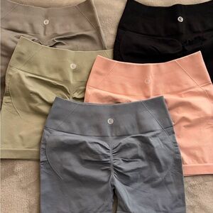 Women's Seamless High-Waist Shorts Bundle - Black, Pink, Green, Blue, Grey